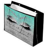 Lashes Aftercare Instruction Silver Blue Große Geschenktüte (Vorderseite Schrägansicht)