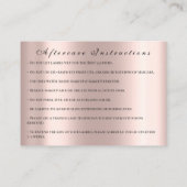 Lashes Aftercare Instruction Spark Rose Terminkarte (Rückseite)