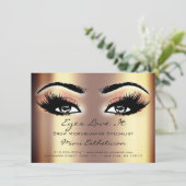 Lashes Aftercare Instructions Gold Bronz Einladung (Stehend Vorderseite)