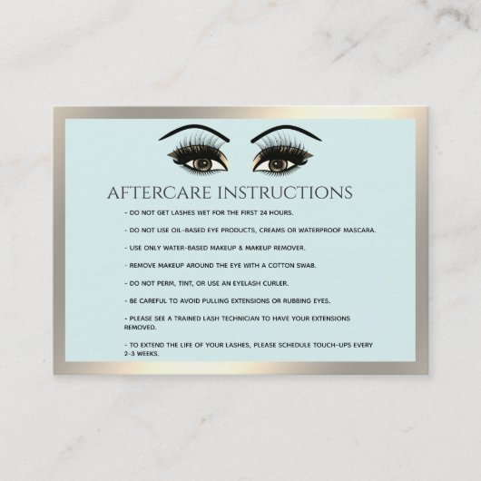 Lashes Aftercare Instructions - Luxus Visitenkarte (Vorderseite)