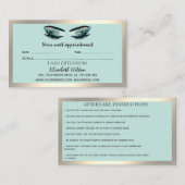 Lashes Aftercare Instructions - Luxus Visitenkarte (Vorne/Hinten)