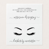 Lashes Aftercare Minimalistisch Schwarz und Weiß Visitenkarten (Außenseite Aufgefaltet)