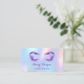 lashes and brows holographic unicorn rainbow visitenkarte (Stehend Vorderseite)