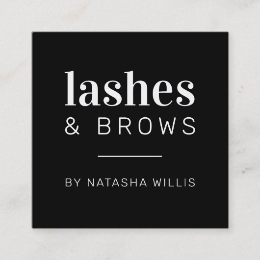 LASHES AND BROWS Moderne minimalistische Klasse sc Quadratische Visitenkarte (Vorderseite)