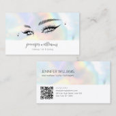 Lashes Beauty Logo Makeup Artist Holographic Visitenkarte (Vorne/Hinten)