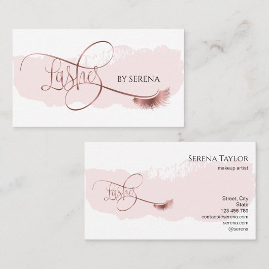 Lashes Beauty Makeup Girl Lash Extension Elegant Visitenkarte (Vorne/Hinten)