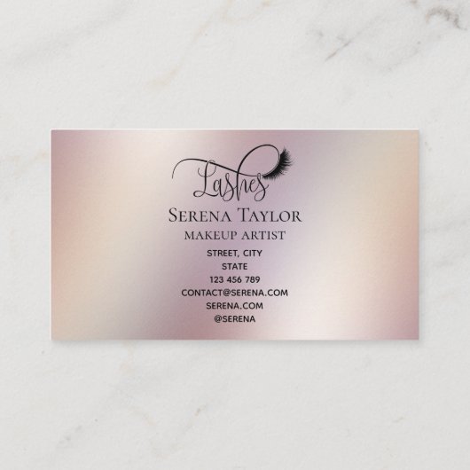 Lashes Beauty Makeup Girl Lash Holographic Foil Visitenkarte (Rückseite)
