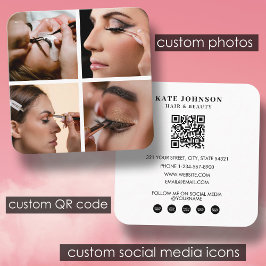 Lashes Beauty Salon Makeup Artist 4 Fotos QR Code Quadratische Visitenkarte