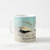 Lashes Beauty Studio Blue Gold Glitzer Kaffeetasse (Vorderseite Links)