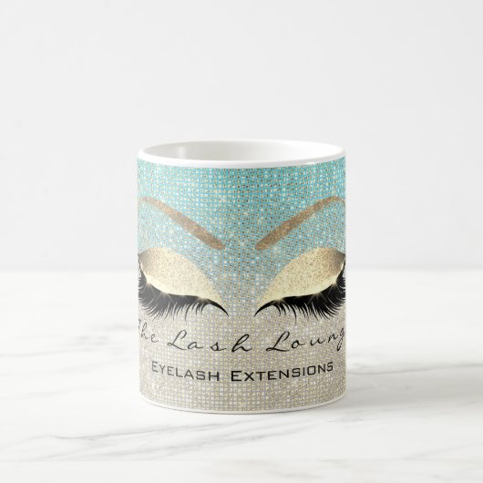 Lashes Beauty Studio Blue Gold Glitzer Kaffeetasse (Mittel)