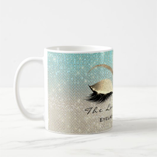 Lashes Beauty Studio Blue Gold Glitzer Kaffeetasse (Links)