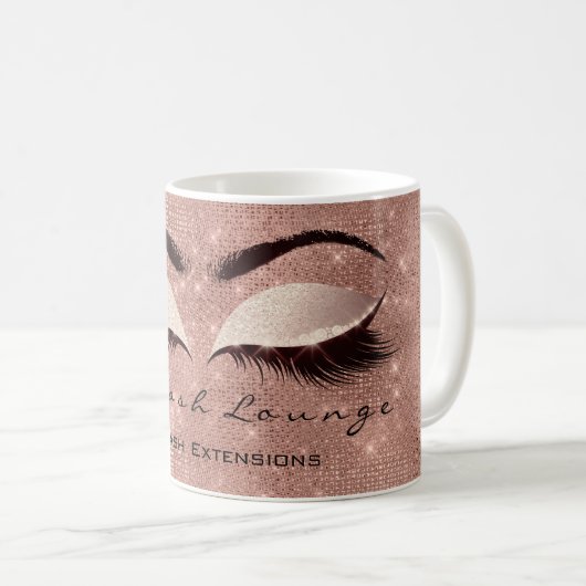 Lashes Beauty Studio Blush Spark Glitzer Kaffeetasse (VorderseiteRechts)