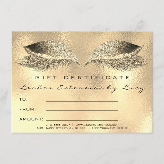 Lashes Beauty Studio Makeup Certificate Geschenk G (Vorderseite)