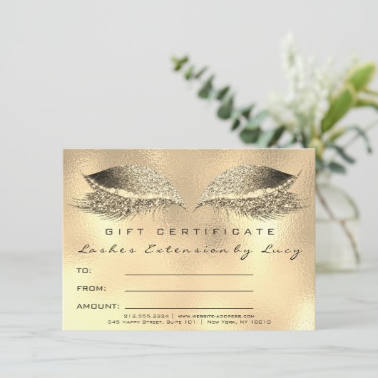 Lashes Beauty Studio Makeup Certificate Geschenk G (Stehend Vorderseite)