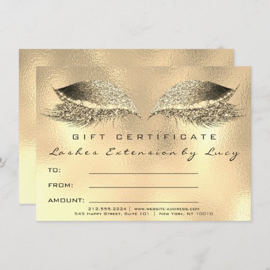 Lashes Beauty Studio Makeup Certificate Geschenk G (Vorne/Hinten)