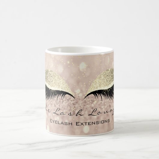 Lashes Beauty Studio Makeup Gold Glitzer Kaffeetasse (Mittel)