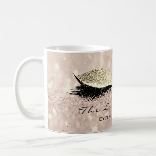 Lashes Beauty Studio Makeup Gold Glitzer Kaffeetasse (Links)