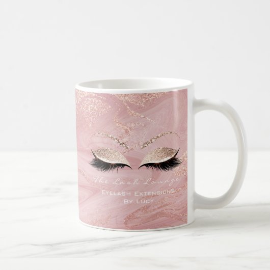 Lashes Beauty Studio Pink Glitzer Marbor Kaffeetasse (Rechts)