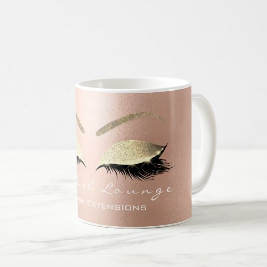 Lashes Beauty Studio Rose Gold Glitzer Kaffeetasse (VorderseiteRechts)