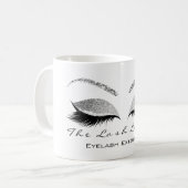 Lashes Beauty Studio Silver Grau Glitzer Kaffeetasse (Vorderseite Links)