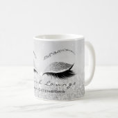 Lashes Beauty Studio Silver Grau Glitzer Kaffeetasse (VorderseiteRechts)