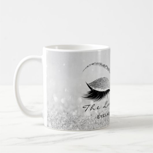 Lashes Beauty Studio Silver Grau Glitzer Kaffeetasse (Links)
