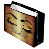 Lashes Bridal Eyes Gold Trend Glitzer Name Große Geschenktüte (Vorderseite Schrägansicht)