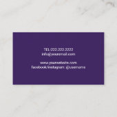 Lashes & Browns Salon Moderner Lila Silberner Glit Visitenkarte (Rückseite)