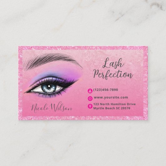Lashes Brows Beauty Makeup Glitzer Business Card Visitenkarte (Vorderseite)