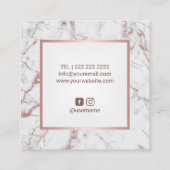 Lashes & brows Beauty Salon Rose Gold Marmor Quadratische Visitenkarte (Rückseite)