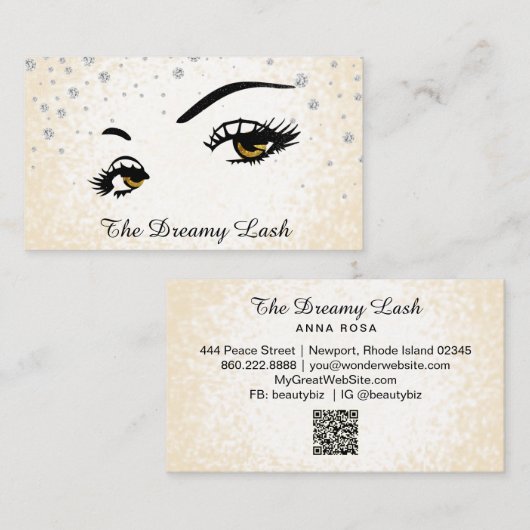 *~* Lashes Brows Extensions Bling Glitzer Visitenkarte (Vorne/Hinten)