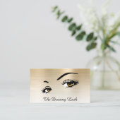 *~* Lashes Brows Extensions QR Gold Glitzer Visitenkarte (Stehend Vorderseite)