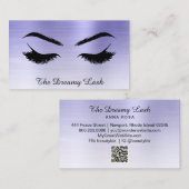 *~* Lashes Brows Extensions QR Metal Denim Blue Visitenkarte (Vorne/Hinten)