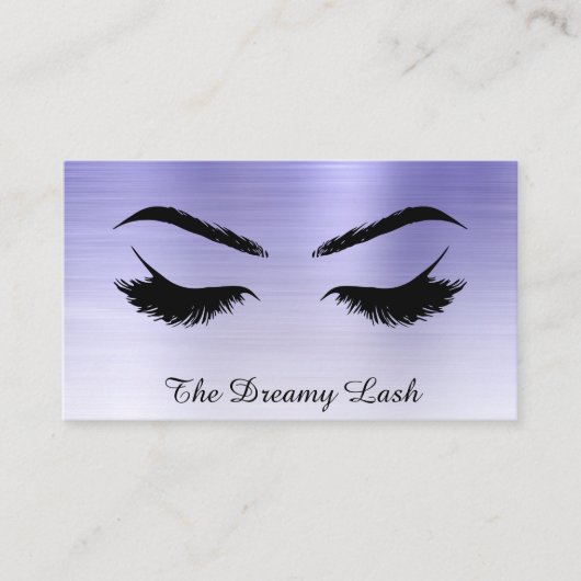*~* Lashes Brows Extensions QR Metal Denim Blue Visitenkarte (Vorderseite)
