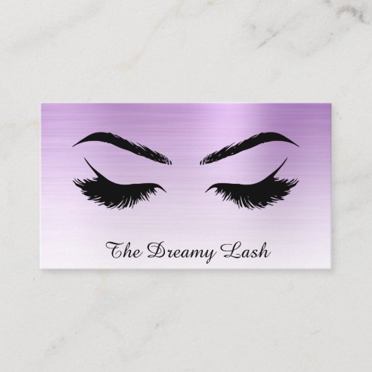 *~* Lashes Brows Extensions QR Metal VIOLET Visitenkarte (Vorderseite)