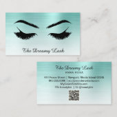 *~* Lashes Brows Extensions QR Metallic AQUAMARIN  Visitenkarte (Vorne/Hinten)