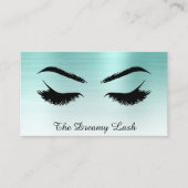 *~* Lashes Brows Extensions QR Metallic AQUAMARIN  Visitenkarte (Vorderseite)