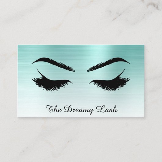 *~* Lashes Brows Extensions QR Metallic AQUAMARIN  Visitenkarte (Vorderseite)