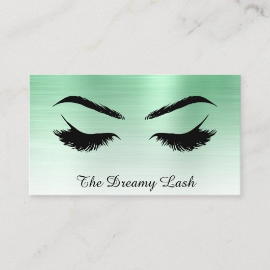 *~* Lashes Brows Extensions QR Metallic Mint Visitenkarte (Vorderseite)