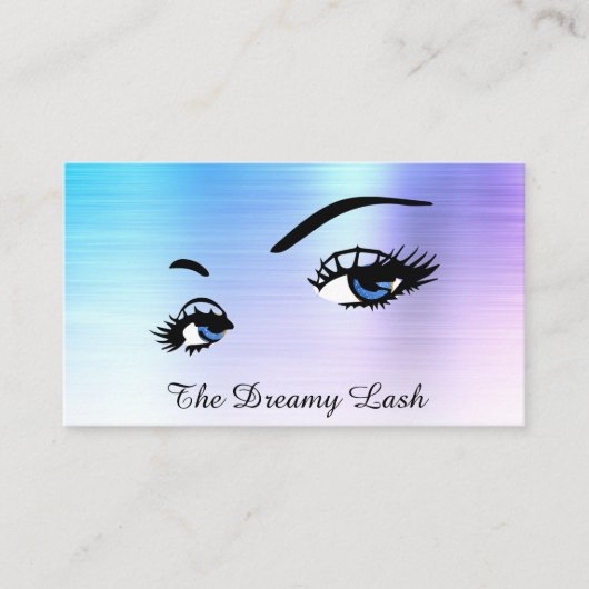 *~* Lashes Brows Extensions QR Ombre Blue Glitzer Visitenkarte (Vorderseite)