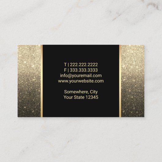 Lashes Brows Makeup Artist Black & Gold Ombre Visitenkarte (Rückseite)