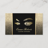 Lashes Brows Makeup Artist Black & Gold Ombre Visitenkarte (Vorderseite)