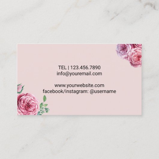 Lashes Brows Makeup Artist Blush Floral Eyelash Visitenkarte (Rückseite)