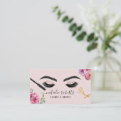 Lashes Brows Makeup Artist Blush Floral Eyelash Visitenkarte (Stehend Vorderseite)