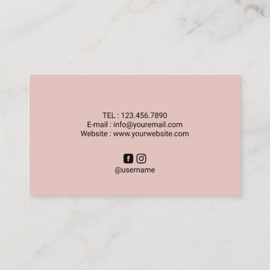 Lashes Brows Makeup Artist Blush Pink Beauty Salon Visitenkarte (Rückseite)