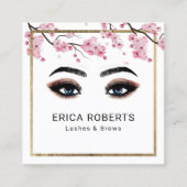 Lashes Brows Makeup Artist Cherry Blossom Salon Quadratische Visitenkarte (Vorderseite)