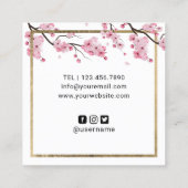 Lashes Brows Makeup Artist Cherry Blossom Salon Quadratische Visitenkarte (Rückseite)