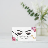 Lashes Brows Makeup Artist Elegantes florales Eyel Visitenkarte (Stehend Vorderseite)