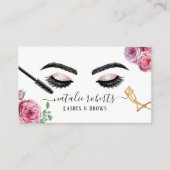 Lashes Brows Makeup Artist Elegantes florales Eyel Visitenkarte (Vorderseite)