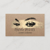 Lashes Brows Makeup Artist Gold Brushstroke Salon Visitenkarte (Vorderseite)